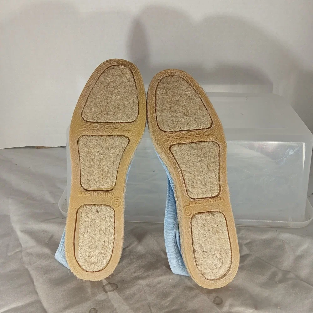 Brooks Brothers Espadrille Flats Size 5 Light Blue Canvas‎ Summer Preppy Coastal
